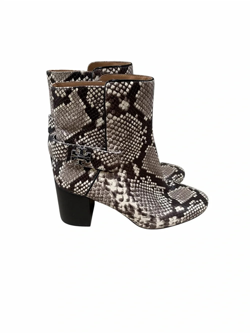 Tory Burch Snake Print Ankle Boots - Black &‎ Gray size 8